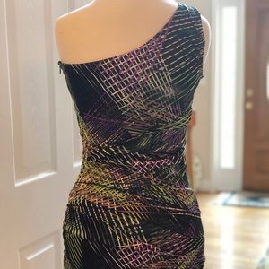 Off shoulder multi colored dress with side zipper